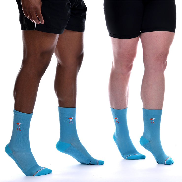 Silky Solid Aqua Crew Socks