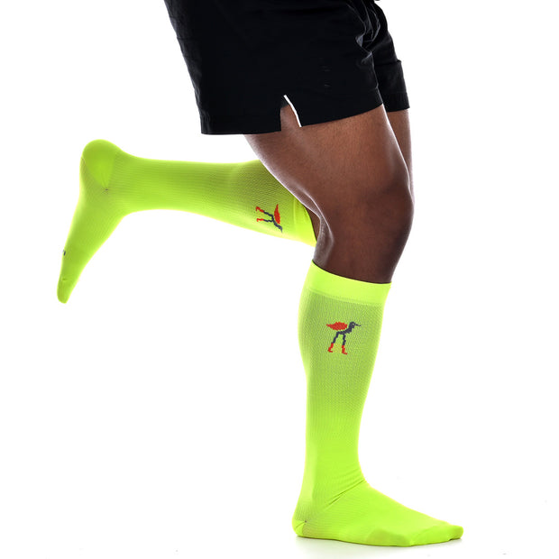 Solid Court Yellow Compression Socks