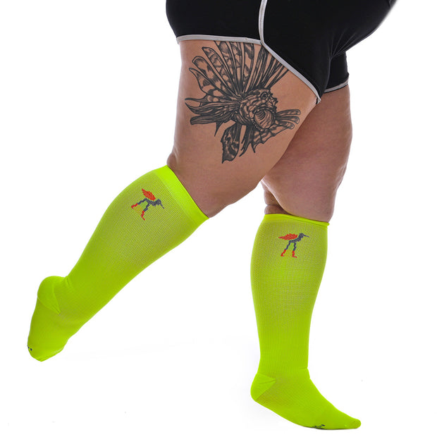 Solid Court Yellow Compression Socks